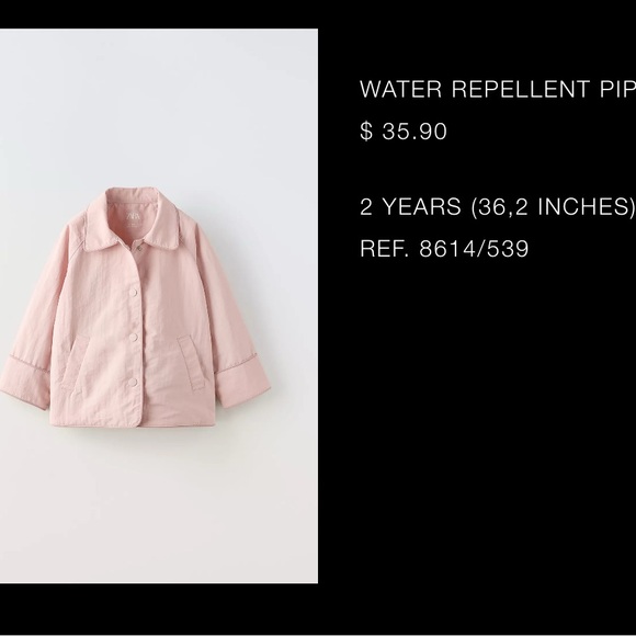 NWOT. Zara Water Repellant Mauve Pink Parka Size 2 Years - Picture 5 of 5